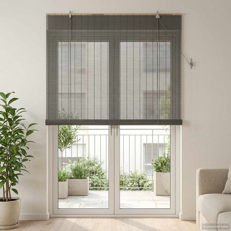 Tenda a rullo Grigio 150 x 220 cm Bambù vidaXL
