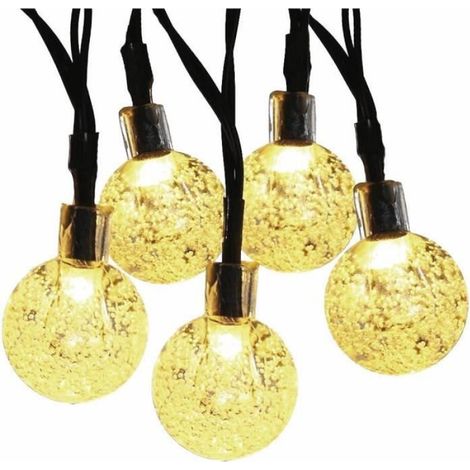 Guirlande lumineuse - Solaire - Boules de cristal - 30 LEDs - Blanc chaud - Imperméable IP65 (1/4)