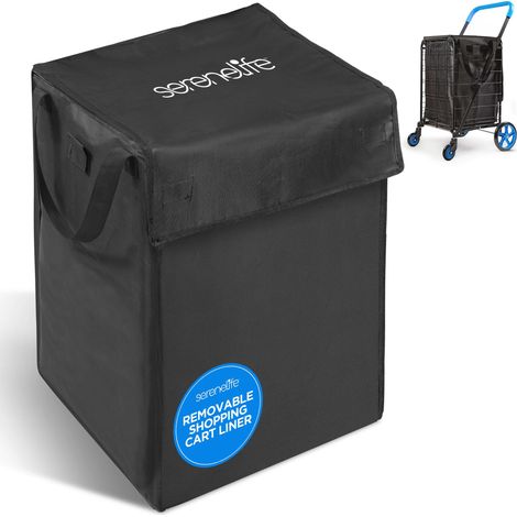 SereneLife Borsa per Carrello Spesa 32x39x50 cm Impermeabile e Antistrappo, per Carrellino con Ruote Portatutto Pieghevole, Spesa e Bucato (1/4)