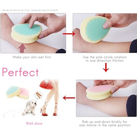 Éponge magique dépilatoire indolore pour femme, pad réutilisable anti-poils, élimine les poils en douceur, exfoliant corps, kit de 2 pièces, sans douleur.