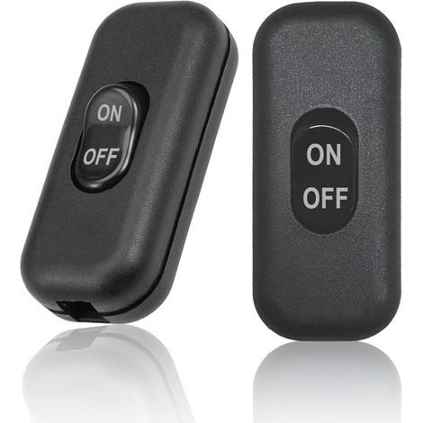 BUNTHAUS CSPARKV Lot de 2 Interrupteur Lampe de Chevet, Interrupteur Noir, Interrupteur bipolaire 6A 250V, Mini Interrupteur à Bascule pour petit Appareil, Lampe de Chevet, Lampe de Bureau (Noir)