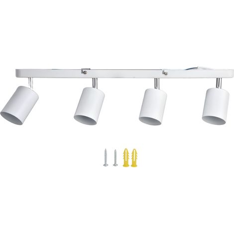 [Spotlight Fixation] Base de Support Rotative pour 4 Lampes GU10, Matériel Fer Blanc 85-265V