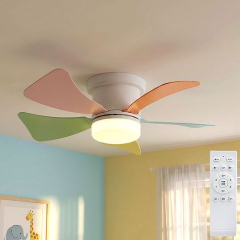 Ventilatore LED da soffitto colorato telecomando lampada diurna ventilatore timer CCT, 10W 750lm bianco caldo-bianco freddo, D 40,6 cm (1/5)