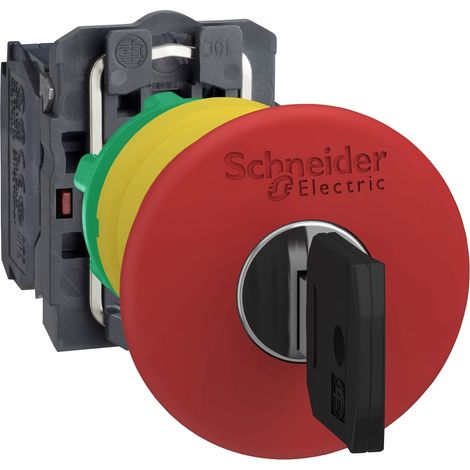 Pulsante arresto emergenza Ø22 testa fungo Ø40mm rosso sblocco chiave 1NO+1NC - XB5AS9445