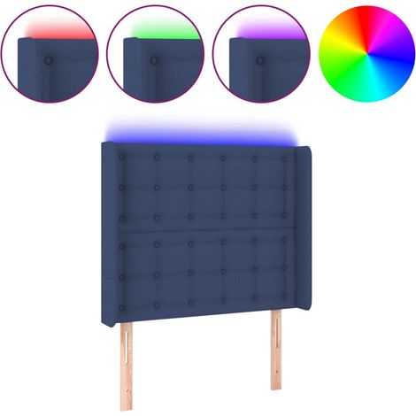 Testiera Testata del letto a LED Blu 83x16x118/128 cm in Tessuto (1/4)