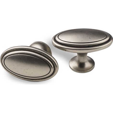 Stil-/ Landhausknopf OVAL 60 x 35 x 37 mm Altsilber Zinkfarbig