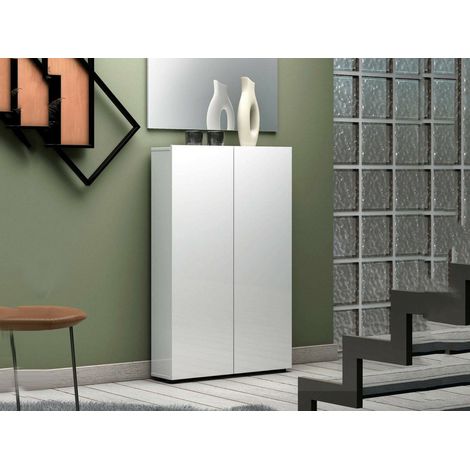 Armadio Multiuso 2 Ante Unicorno, 5 Ripiani, 2 Ante Made in Italy, 19x115h cm Bianco