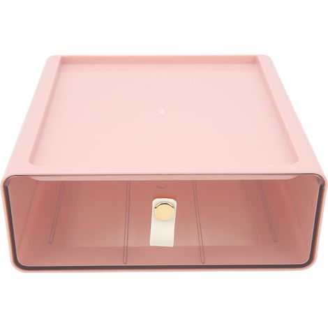Boîte de rangement transparente pour tiroir, grande capacité, rose (1/5)
