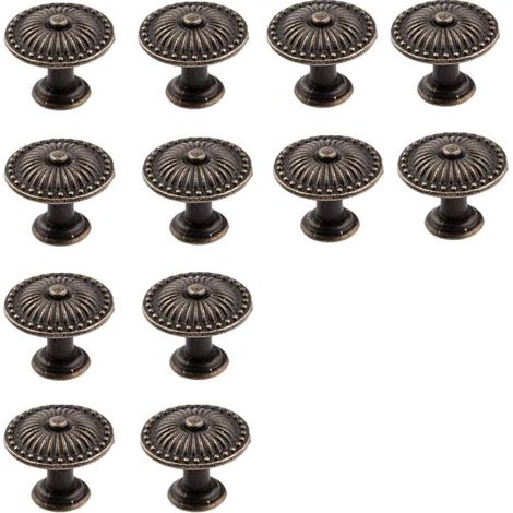Vintage furniture knobs – set of 12, bronze, with screws, for drawers/kitchens