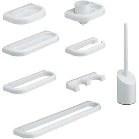 Metaform set salle de bain kit se'rie 9 pie'ces anti-rayures abs blanc accessoires de toilette