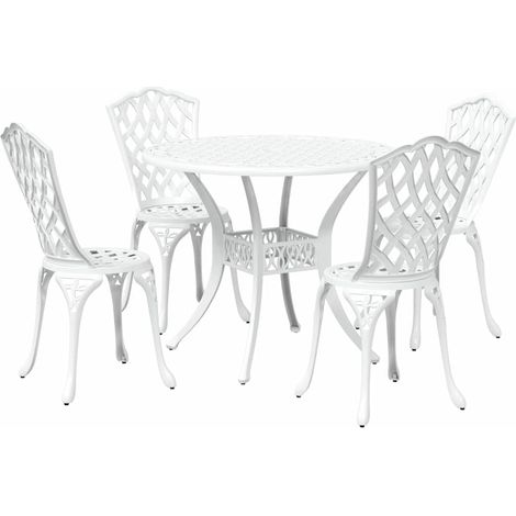 Maison Exclusive - Set da Pranzo per Giardino 5 pcs Bianco Alluminio