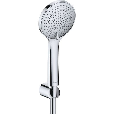 Sistema de ducha Duravit universal, teleducha con función de ahorro de agua, incluye codo de conexión a la pared y flexo de ducha, cromo (1/5)