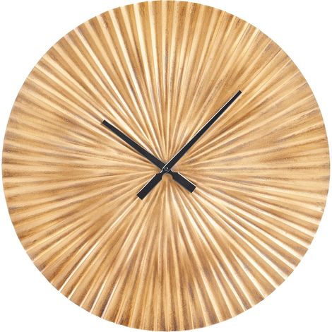 Wanduhr Messingfarben aus Aluminium ø 59 cm Schwarze Zeiger Ohne Ziffern Wohnaccessoires Dekoration für Wohnzimmer Schlafzimmer Küche