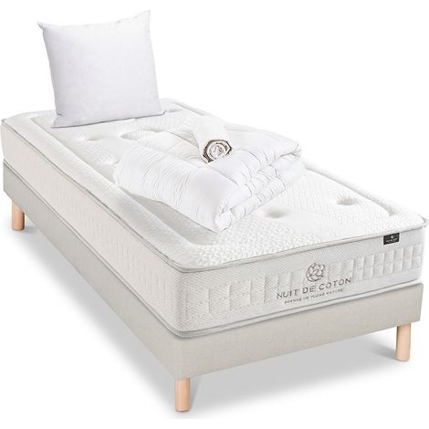 Pack Prélude 2.0 90x190 cm Matelas Latex 100% Naturel + Sommier Bois + Accessoires (1/5)