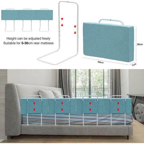 Wolketon 3X Rausfallschutz Bettschutzgitter, Bettgitter,50cm 5-Loch Höhenverstellbar , Kinderbettgitter für Familienbett und Kinderbett(150cm, Leinen Grün) (1/4)