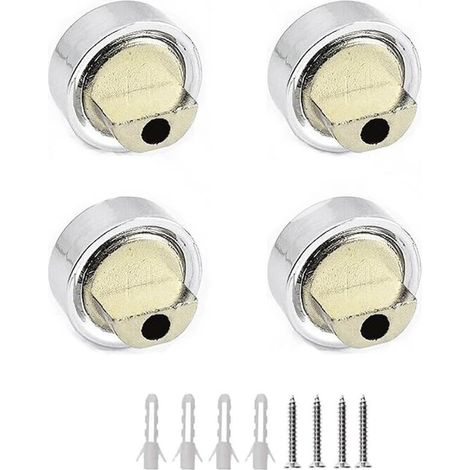 Lot de 4 clips de miroir ronds en alliage de zinc de 6 à 7 mm avec tube d'expansion et vis, pour miroir et verre de 3 à 5 mm d'épaisseur
