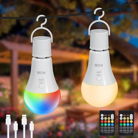 Mode RGB Ampoule Rechargeable Avec Télécommande, 2 Packs (1/5)