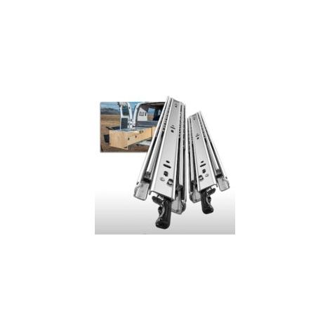 Glissières de tiroir 45 cm – Verrouillage sécurisé – Charge 150 lb – Roulement à billes – Montage latéral – 1 paire (1/5)