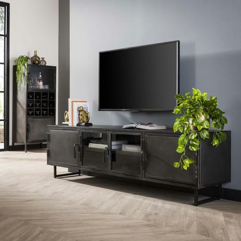 Meuble tv long en métal et verre ROADIES (1/5)