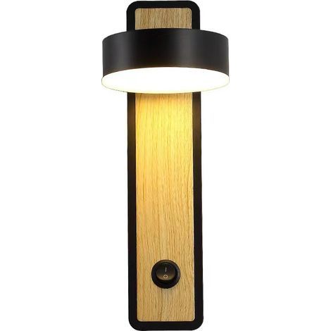 Applique murale en bois noir style rétro européen, aluminium, lumière chaude pour chambre à coucher (1/4)