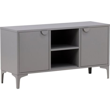 Meuble TV 2 Portes "Piring" 120cm Gris Clair (1/5)