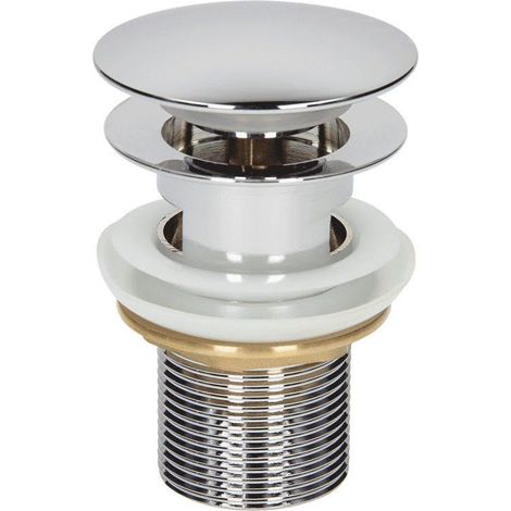Bathroom Basin Drain Plug Slotted 1 1/4 Inch Chrome Flat Mushroom Head