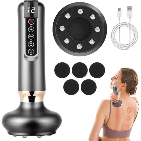 Appareil de Massage contre la Cellulite, 12 Vitesse Réglable, Appareil de Sculpture de la Cellulite pour le Corps, Ensemble de Thérapie de Suction Electrique Intelligent, Rechargeable & Sans Fil (B) (1/5)