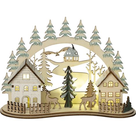 3D-Lichterbogen Deko Weihnachten Holz 20 cm warmweiß 2-fach sortiert Lichterbogen (1/2)