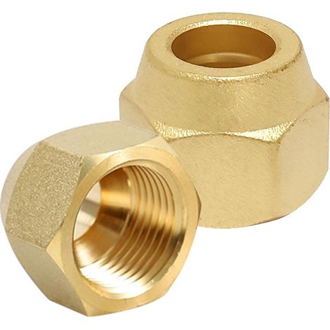 2 pièces de écrous de raccordement à sertir de 1/2 pouce, capuchon à sertir en laiton, tuyau de réfrigérant de 1/2 pouce à sertir, écrous à sertir en laiton pour tuyau de réfrigérant des climatiseurs (1/5)