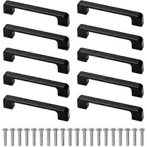 Lot de 10 poignées noires pour placards de cuisine, avec vis, longueur 10,4 cm (4,1 pouces), alliage d'aluminium durable, installation facile. (1/5)