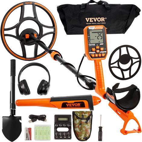 Détecteur de Métaux Professionnel Bobine de Recherche 30,5 cm Détecteur Rechargeable 99-127 cm Écran LCD Étanche IP68 7 Modes Puce DSP Écouteurs Bluetooth pour Recherche d'Or Chasse aux Trésors (1/5)