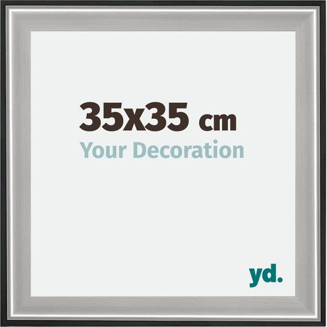yd. - Cadre photo 35x35 - Noir Argent Poli - Bois - Birmingham (1/5)