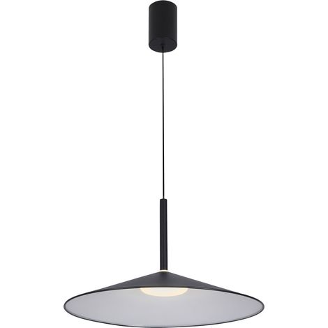 Suspension minimaliste noire cône plat LED 16W Sardena (1/2)