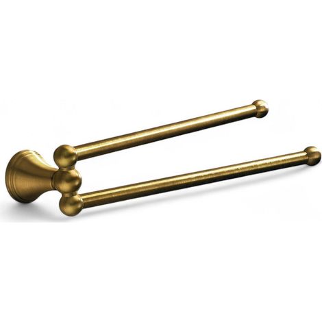 Porta asciugamani doppio a snodo in ottone bronzato per bagno da applicare a muro Linea Bronze (1/3)