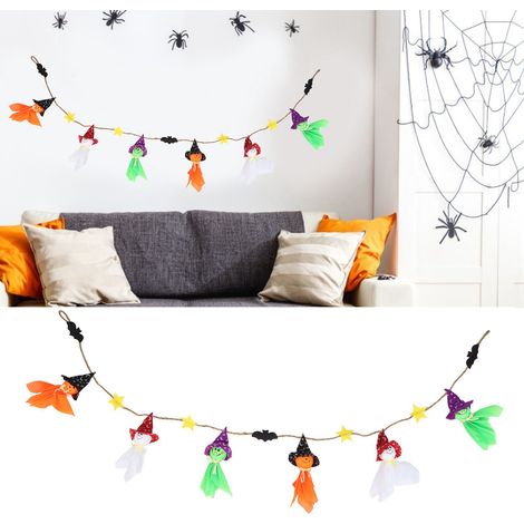 Décoration d'Halloween réaliste, citrouille fantôme, poupée sorcière volante, girouette, ornement fantôme sans clochettes (1/5)