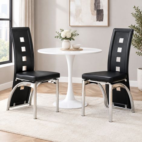 MEUBLIV Sedie da pranzo 41x49x102,5 cm nere – schienale traforato, set di 2 (1/5)