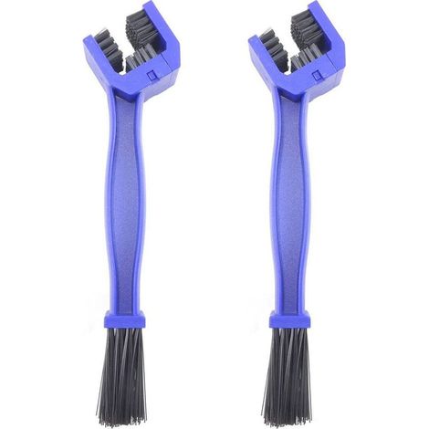 Nettoyeur de chaîne de Moto VTT - 2 pièces - Double extrémité - Chaîne de Nettoyage - Brosse de Nettoyage pour chaîne de Moto - Outil de Nettoyage (Bleu) (1/5)