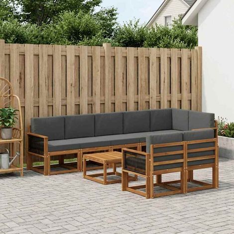 vidaXL Outdoor-Sofagarnitur 9 Stk. Natur und Anthrazit Polyester (1/5)