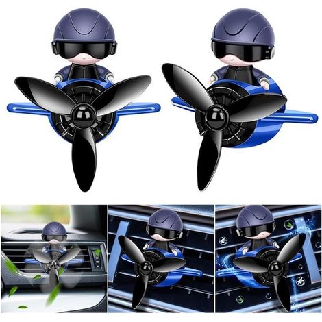 ambientadores de coche con clip para rejilla de ventilación, diseño de piloto de avión negro, adorno de aromaterapia interior coche (azul negro) (1/5)