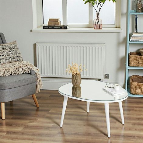 Table basse miroir forme organique pieds blancs TULUM (1/5)