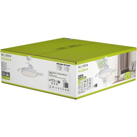 Mantra Luna Plafoniera Ventilatore a Soffitto LED 36W 3600 lm CCT 3000-5000K pale retrattili 106 cm telecomando RF colore Bianco