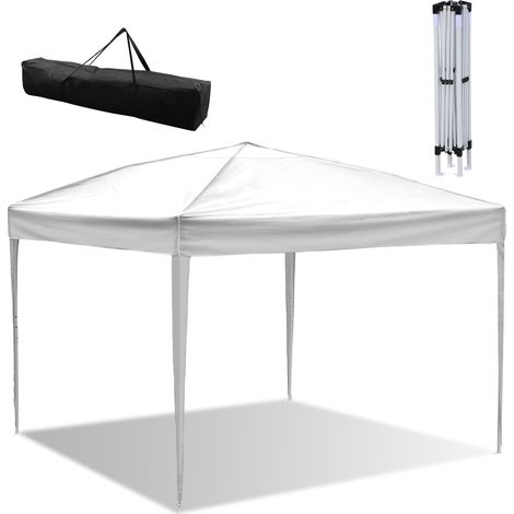 Jiubiaz Gazebo da Giardino 3x3m UV 50+, Tenda Pieghevole per Camping, Giardino, Matrimonio Protezione Bianco Senza Pareti (1/4)