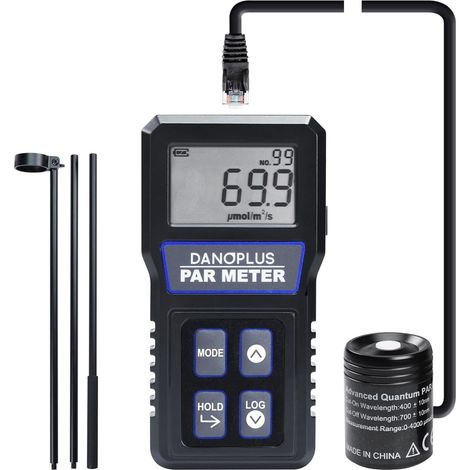 Misuratore PAR quantistico, Misuratore PAR impermeabile per piante d'acquario di barriera corallina Sensore quantistico IP68 Misuratore PPFD a spettro completo Registratore dati, Asta telescopica soli (1/5)