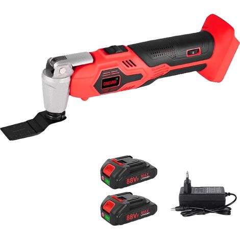 Outil multifonction, oscillation à 20000 OPM, scie taille-haie pelle pour le travail du bois, compatible avec batteries 18V, 2Batterie 1chargeur EU (1/2)