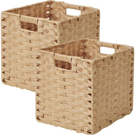 Aufbewahrungskörbe – 4er-Set – Synthetisches Rattan – Beige – 25 x 25 cm – Für Regale und Badezimmer (1/5)