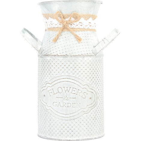 Pot à fleurs en métal durable, pichet floral vintage, seau décoratif jardin français, vase en fer blanc pour intérieur/extérieur (1/5)