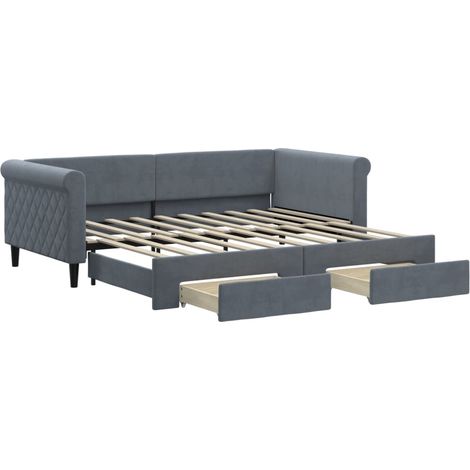 Maison Exclusive - Divano Letto Estraibile Cassetti Grigio Scuro 90x190cm Velluto