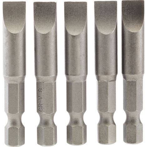 Draper 5-Piece 50mm and 8mm Plain Slot P. Slot S/D Bit Set with E-Shank Insert Bits – 1/4" Hex Drive (1/5)
