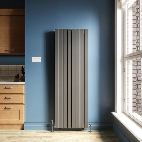 ELEGANT 1800x608mm Vertical Designer Double Flat Panel Column Radiator Anthracite Central Heating with Thermostatic Radiator Valves (1/5)