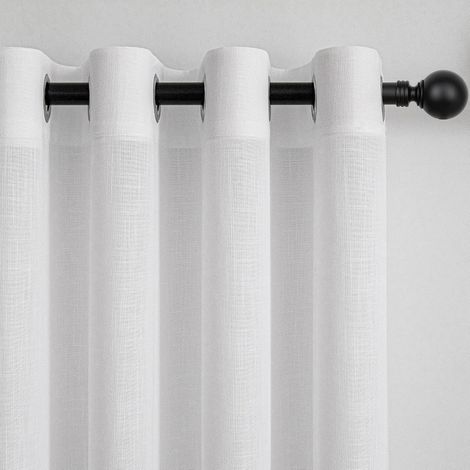 Rideau Voilage Blanc 1pc Boheme 300x260cm Lin Naturel de Porte Rideaux Chambre Adult Moderne Translucides et Draperies Intérieurs à Oeillets Décorati Dressing Cuisine Brise Vue (1/5)